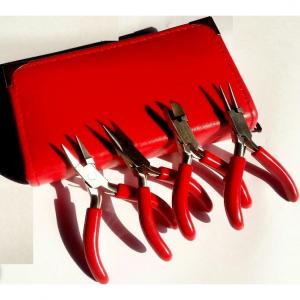 Estuche rojo 11,5x7,5cm con 4 mini alicates